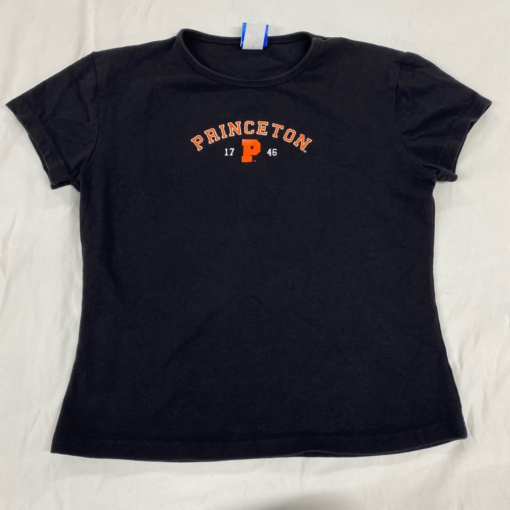 U-Trau Princeton University Baby Tee Black Orange Fitted T-Shirt Womens XL USA